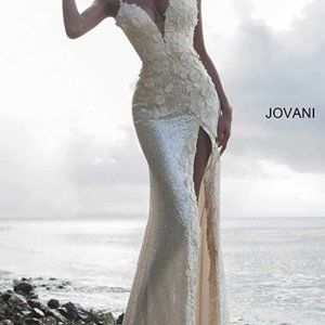 Jovani 1012 Low Back and Slit Sequin Prom Dress